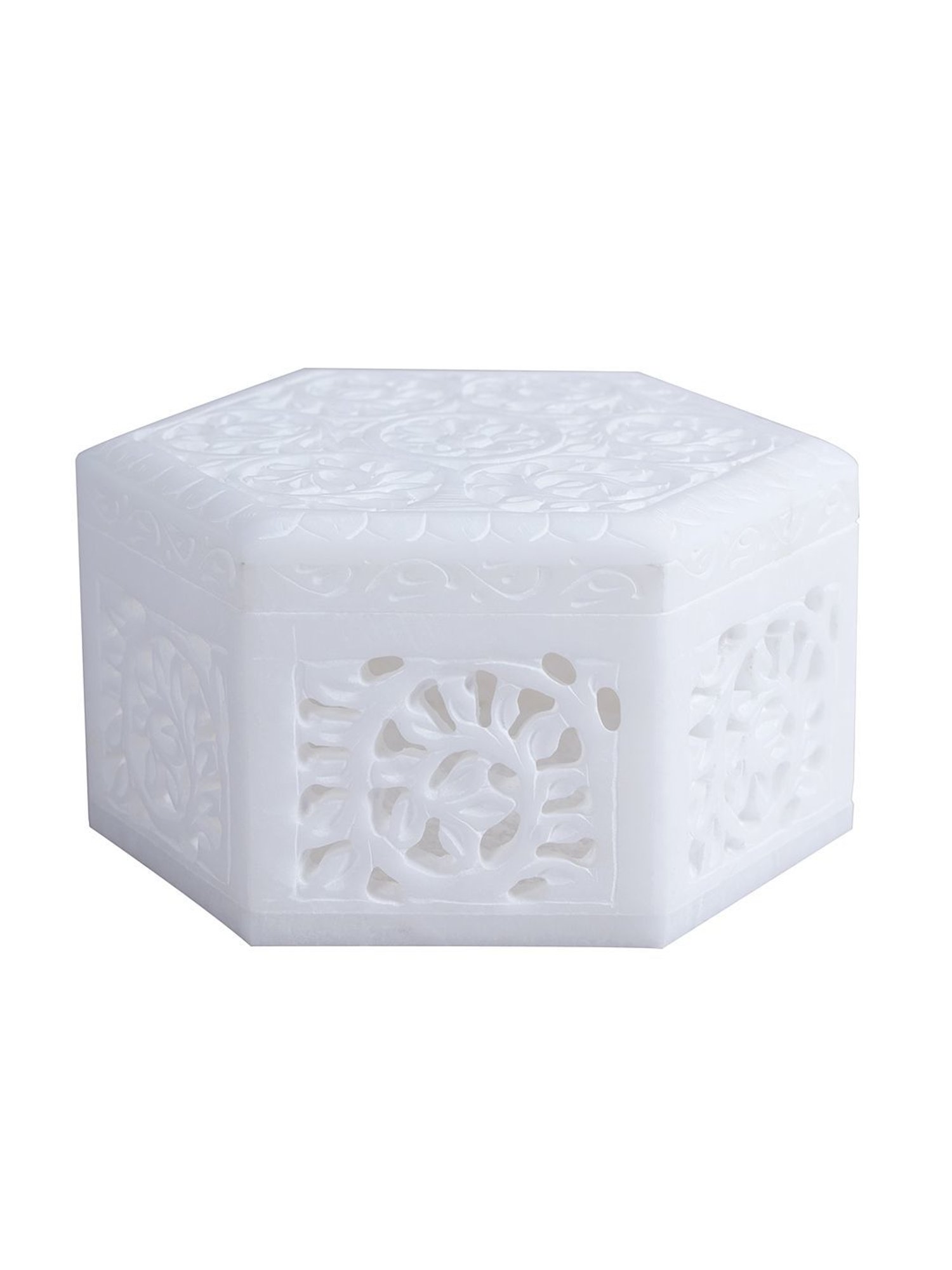 Aapno Rajasthan White Marble Jewellery Box