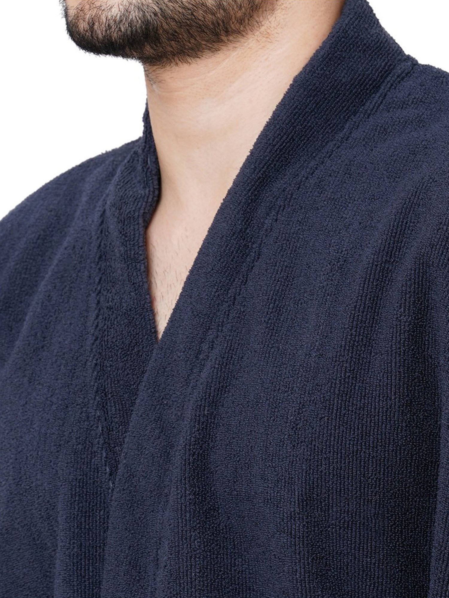 Welspun Dew Grey 325 GSM Cotton Bath Robe (M)