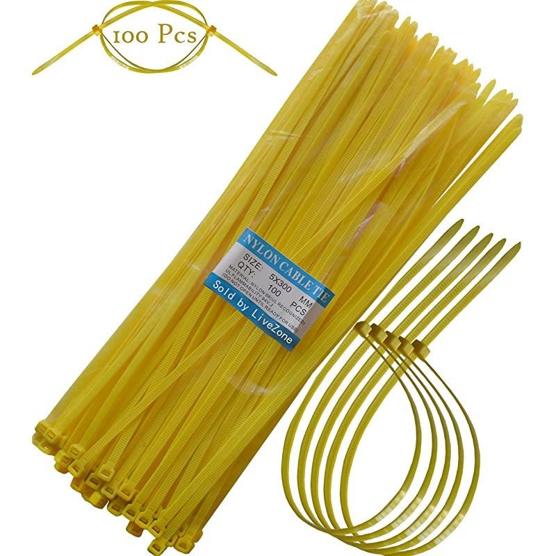 Heavy Duty Self Locking Nylon Cable Zip Ties,100 Pcs (Yellow)