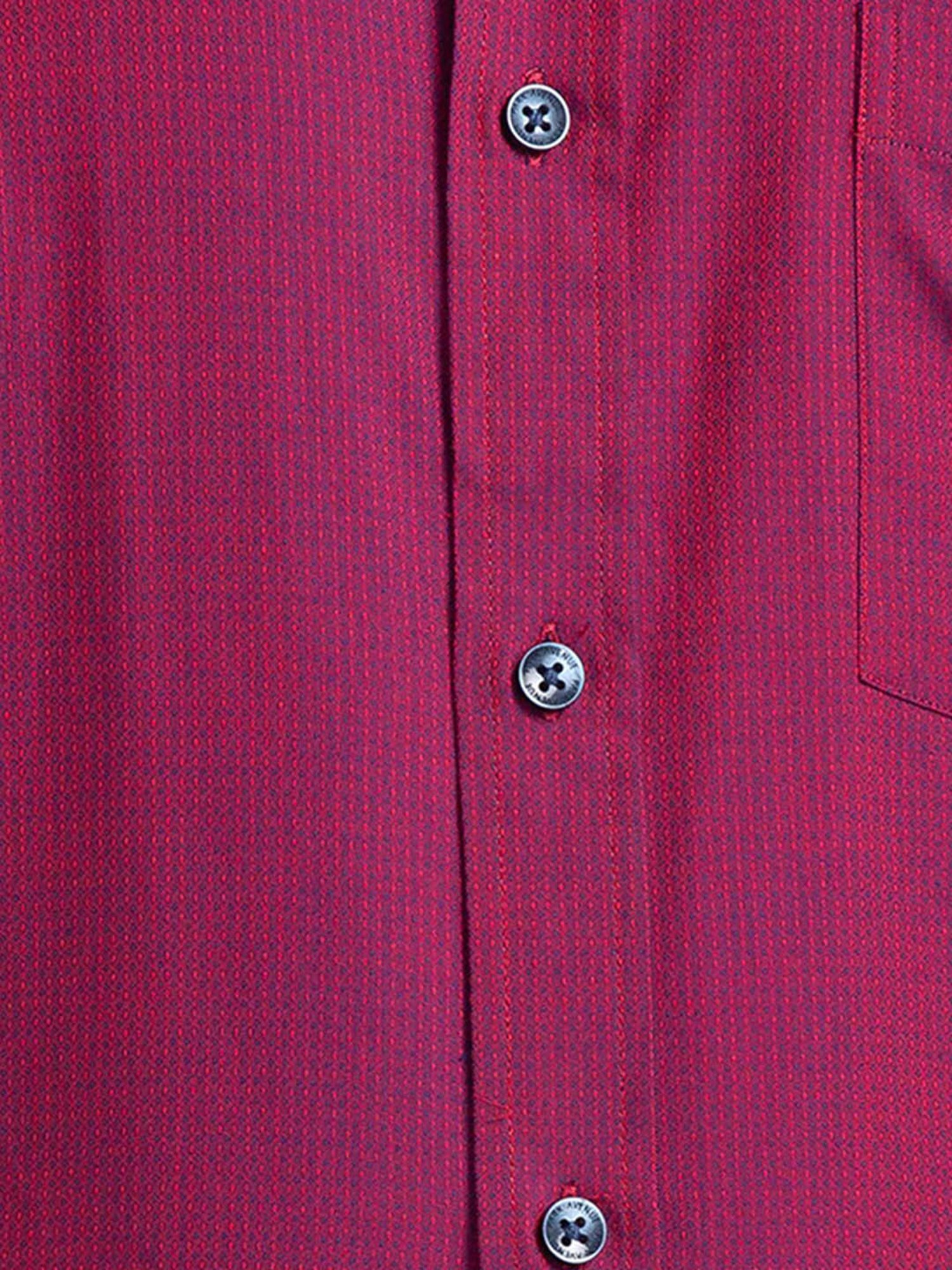 Park Avenue Maroon Cotton Regular Fit Self Pattern Shirt