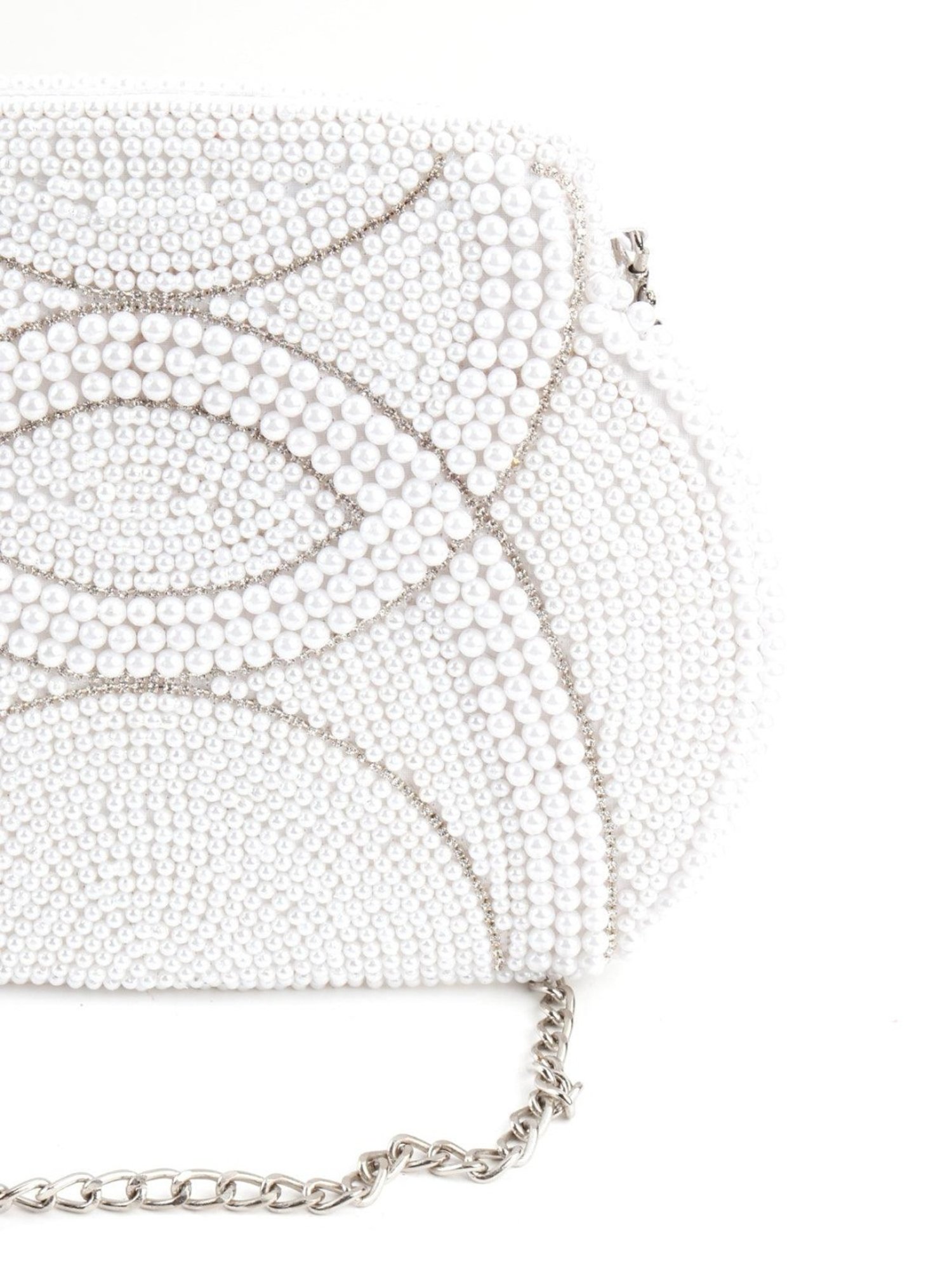 Odette White Embellished Sling Handbag