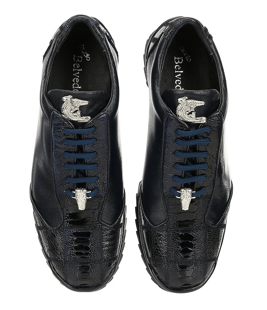 Belvedere Men's Paulo Sheer Ostrich Calfskin Leather Sneakers