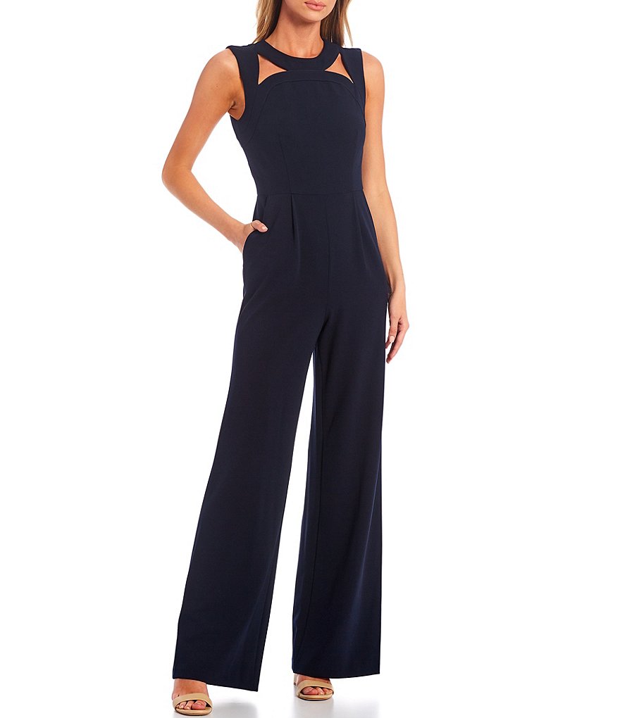 Ignite Evenings Foil Trim Asymmetric Cape Jumpsuit