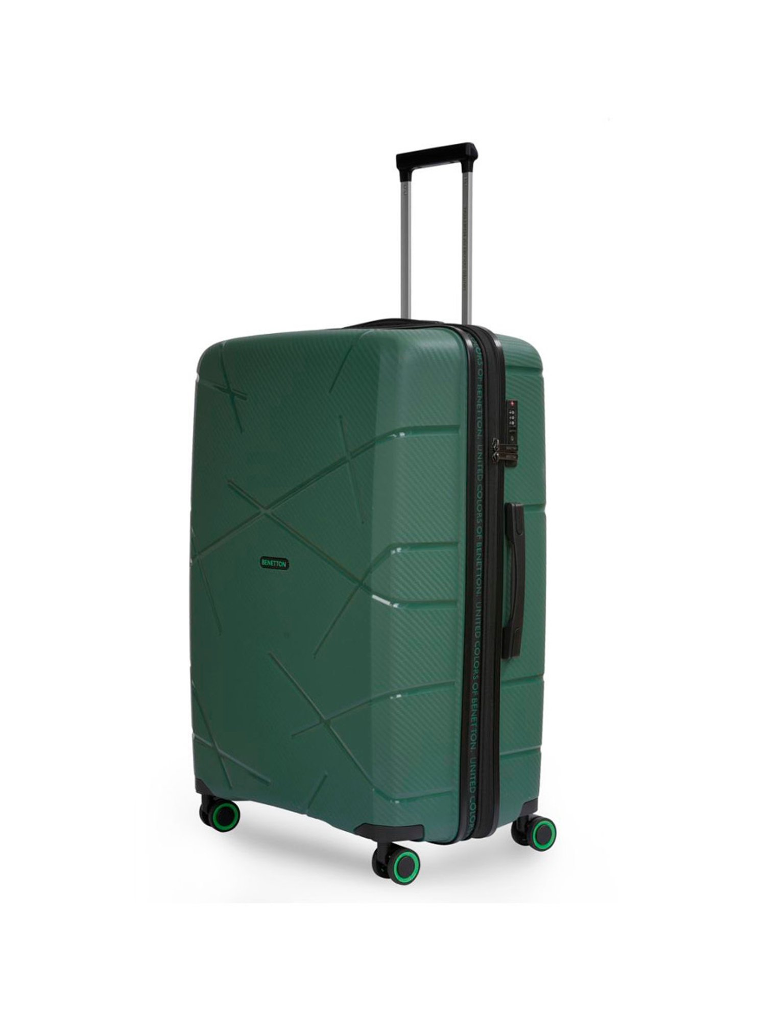 United Colors of Benetton Moonstone Green Textured Hard Large Trolley Bag - 78 Cm
