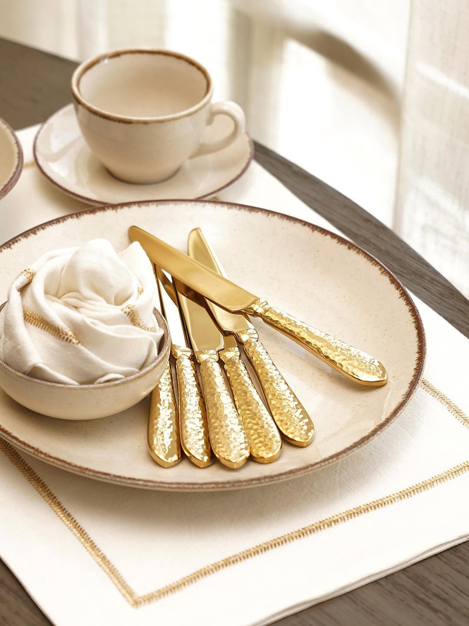Pure Home and Living Gold Stainless Steel Textured Cutlery sets