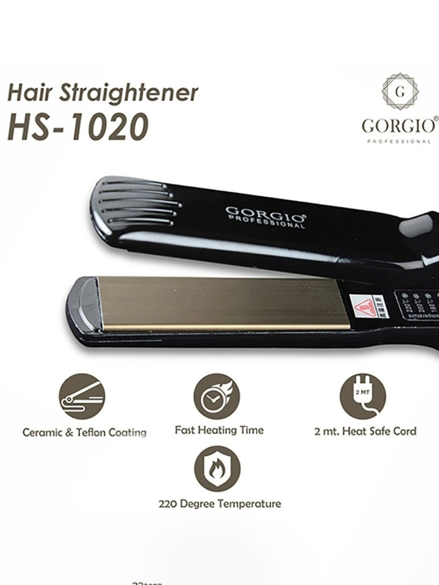 Gorgio Professional HS1020 Hair Straightener (Black)