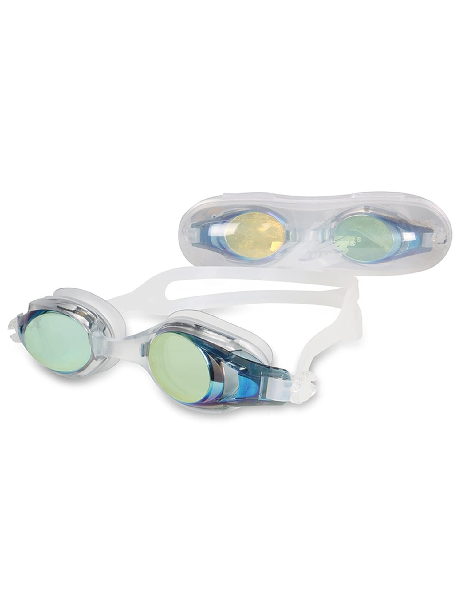 Viva Swimming Flash Silicone Mirror with Double Silicone Strap Swimming Goggle (Multicolor)