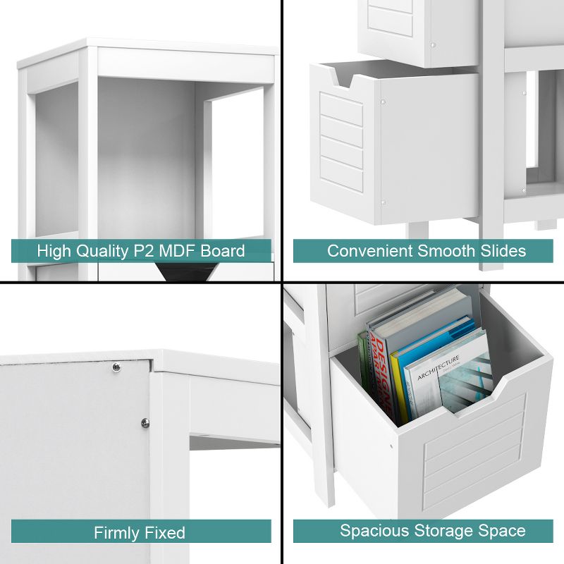 Costway Bathroom Wooden Floor Cabinet Multifunction Storage Rack Stand Organizer Bedroom