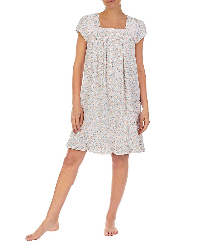 Eileen West Floral Print Jersey Knit Short Nightgown
