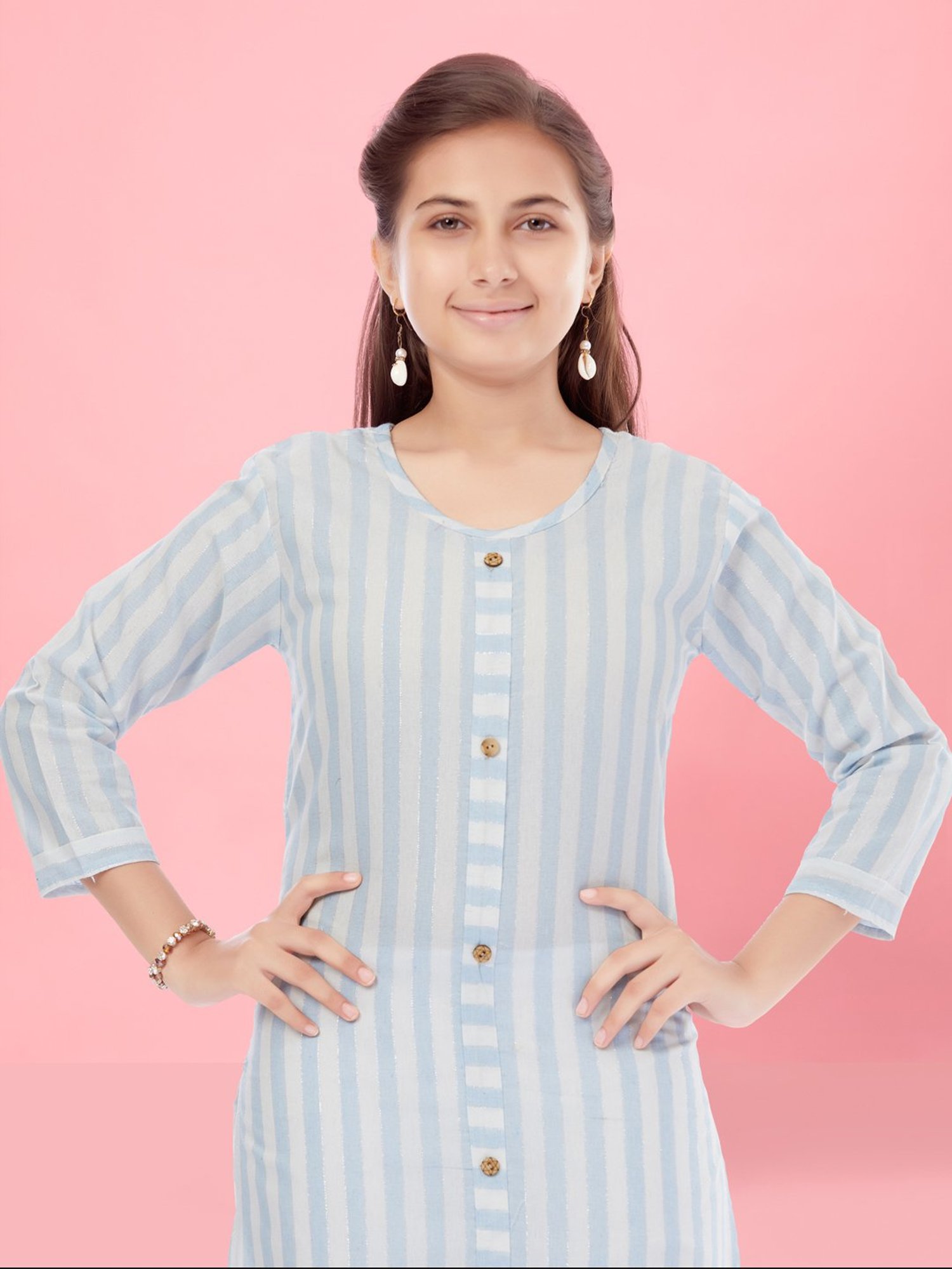 Peppermint Kids Navy Regular Fit Kurta Set