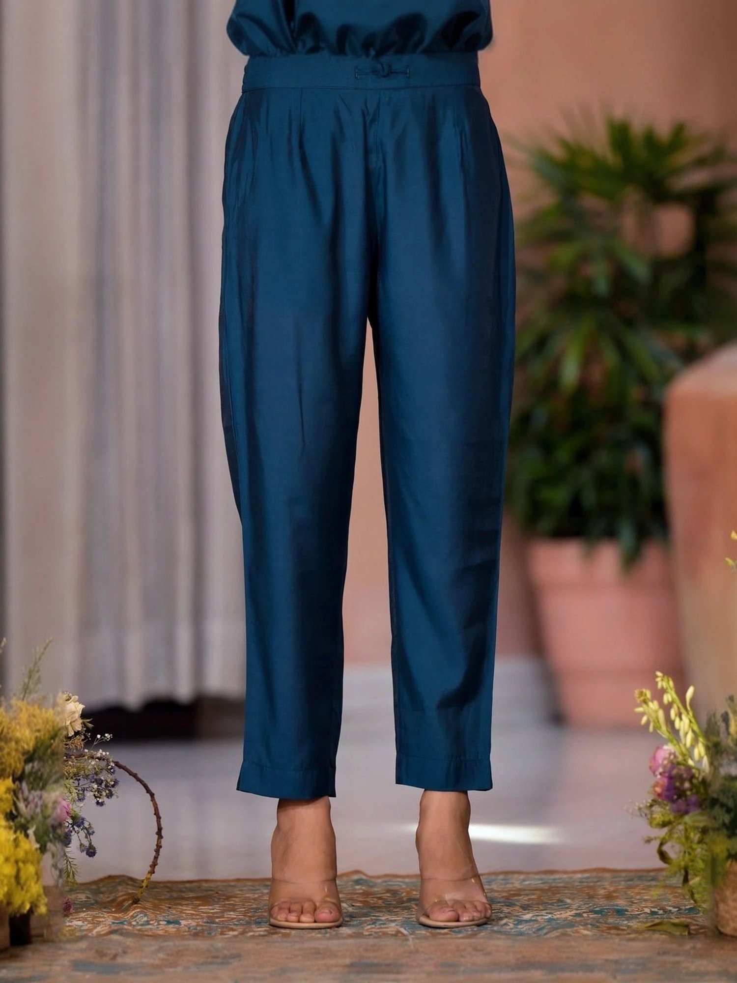 Juniper Blue Embroidered Kurta Pant Set With Dupatta