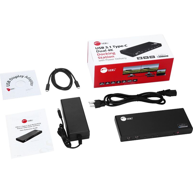 SIIG USB 3.1 Type-C Dual 4K Docking Station with Power Delivery - for Notebook - 60 W - USB 3.1 Type C - 7 x USB Ports - Network (RJ-45) - HDMI