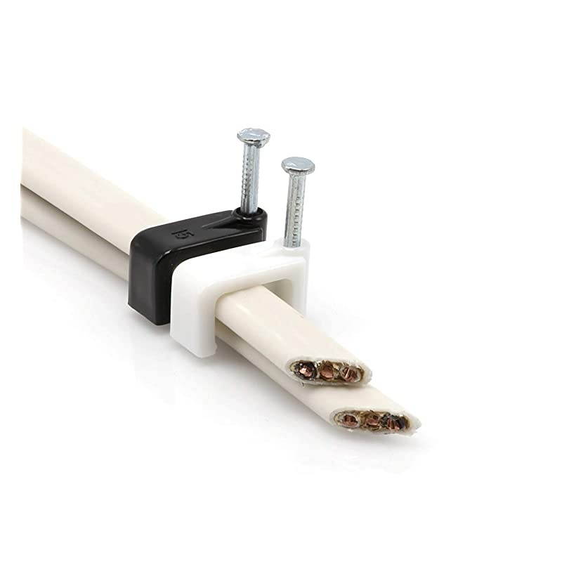 Twin or Siamese Coaxial Cable Clips Cat6 Electrical Wire Cable Clip 12 in Nail Clip and Fastener White 50 Pieces per Bag