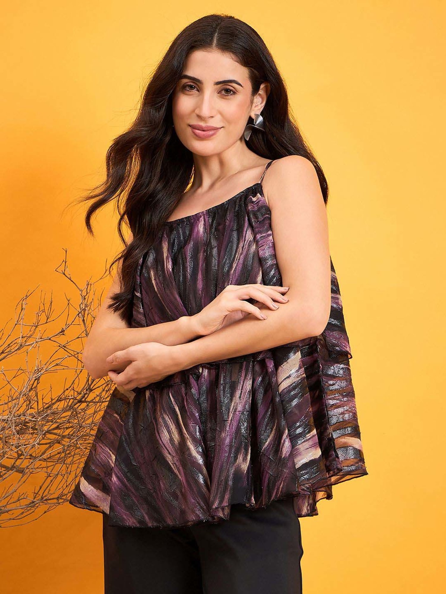 The Kaftan Company Purple Ombre Print Top