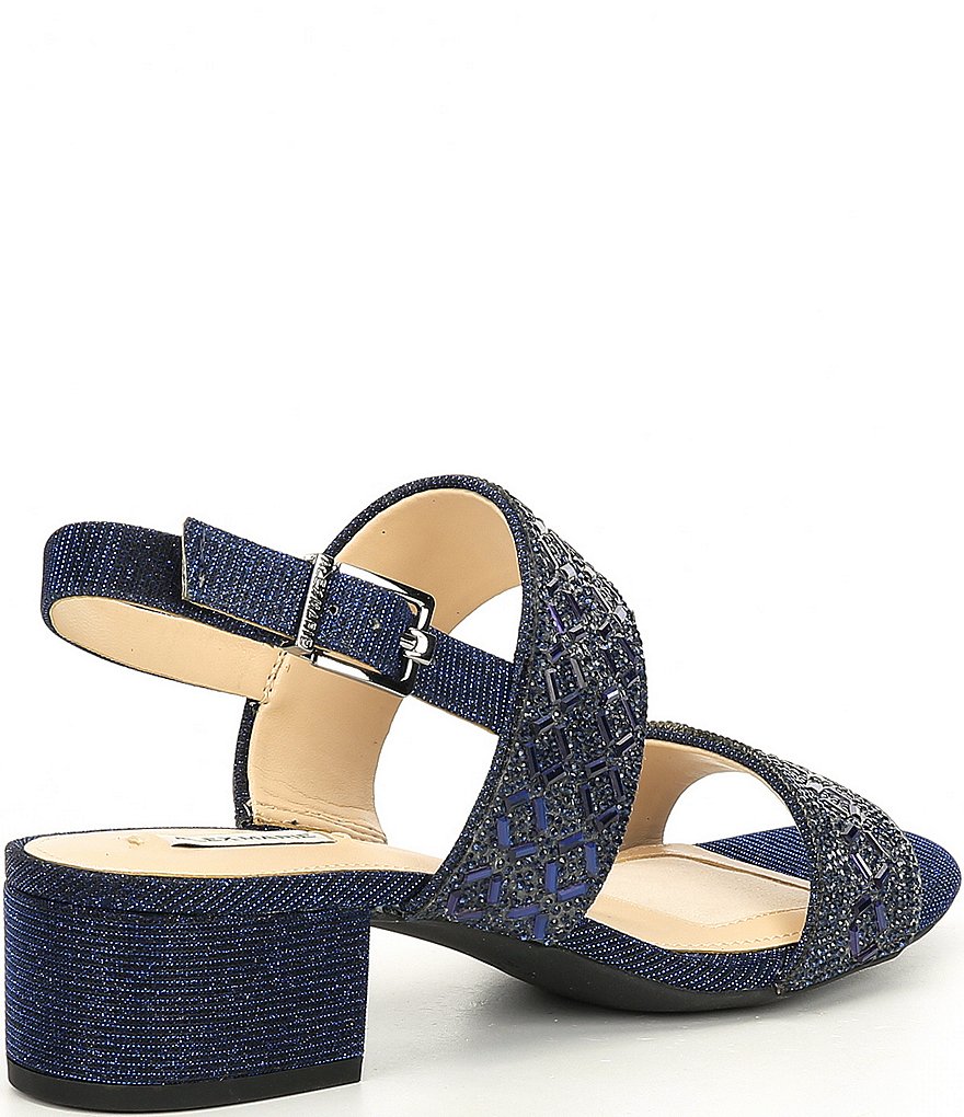 Alex Marie CalinaTwo Rhinestone Block Heel Sandals