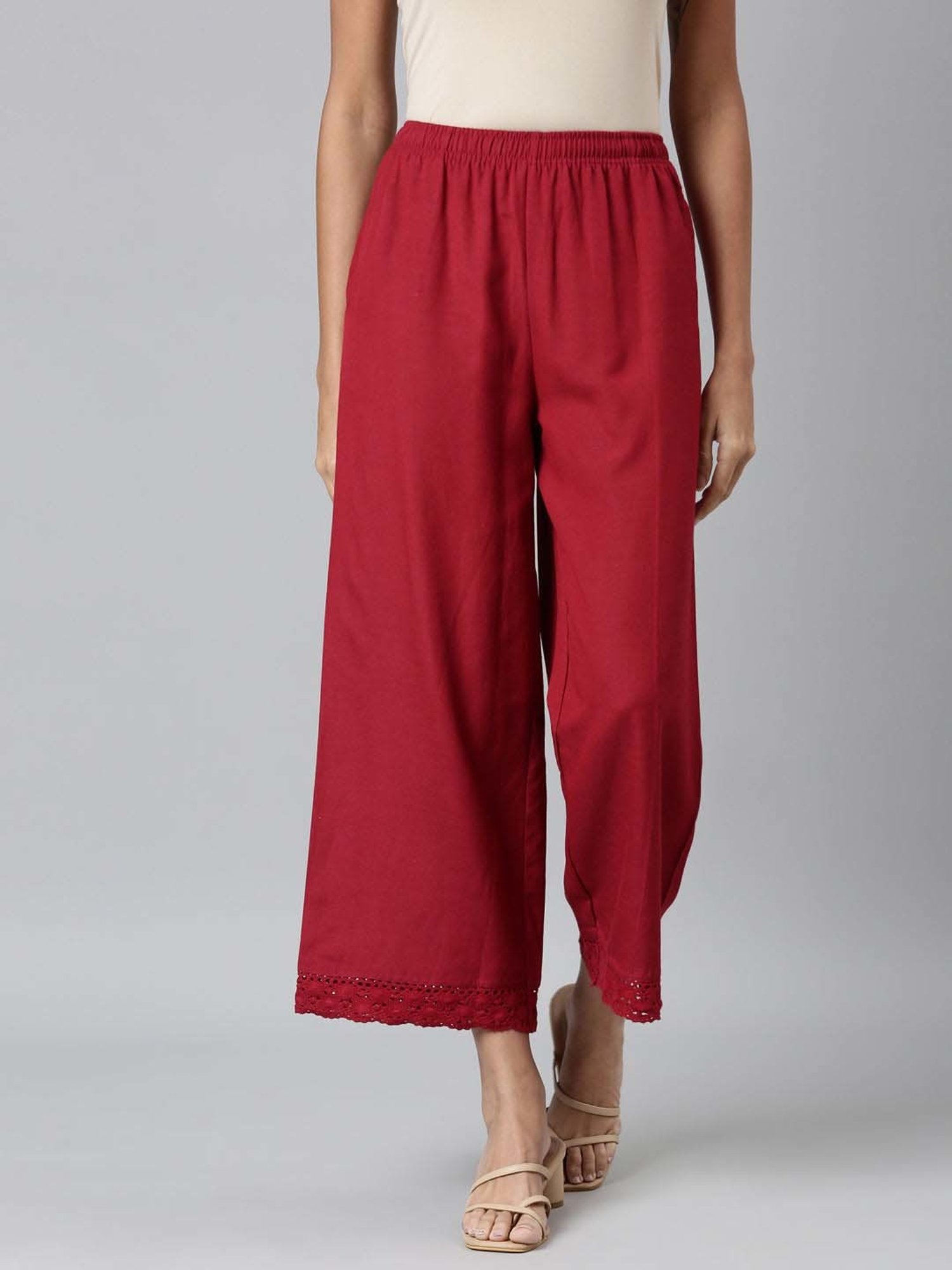 Go Colors! Maroon Linen Palazzos