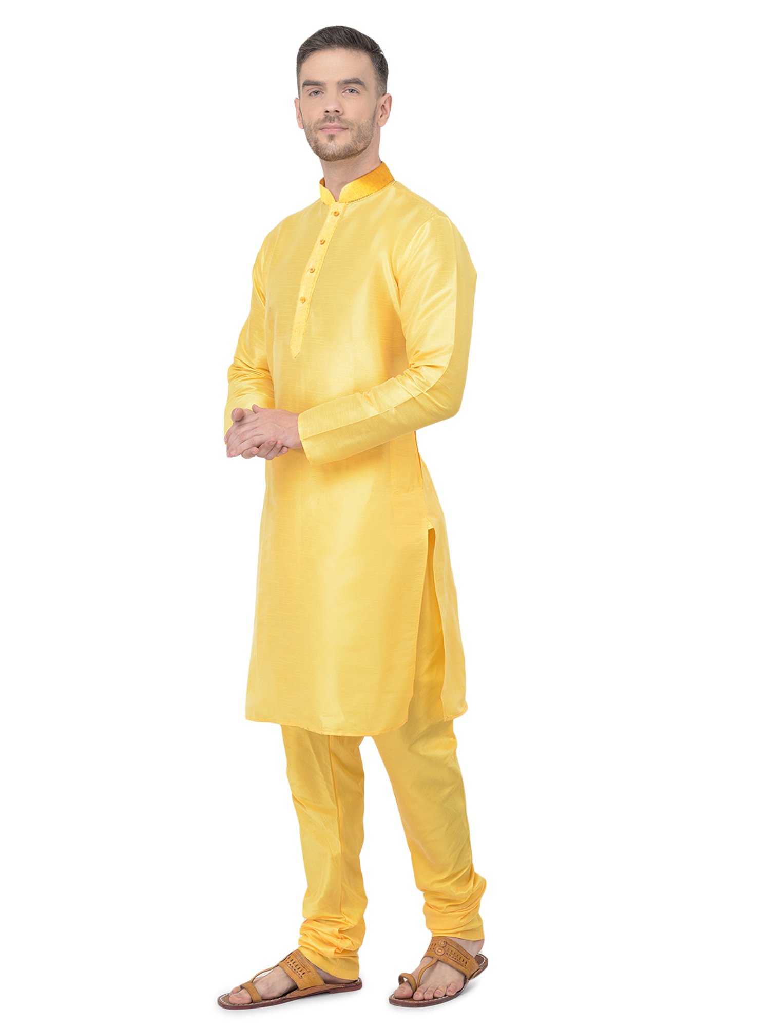 SG LEMAN Yellow Regular Fit Kurta & Churidar Set