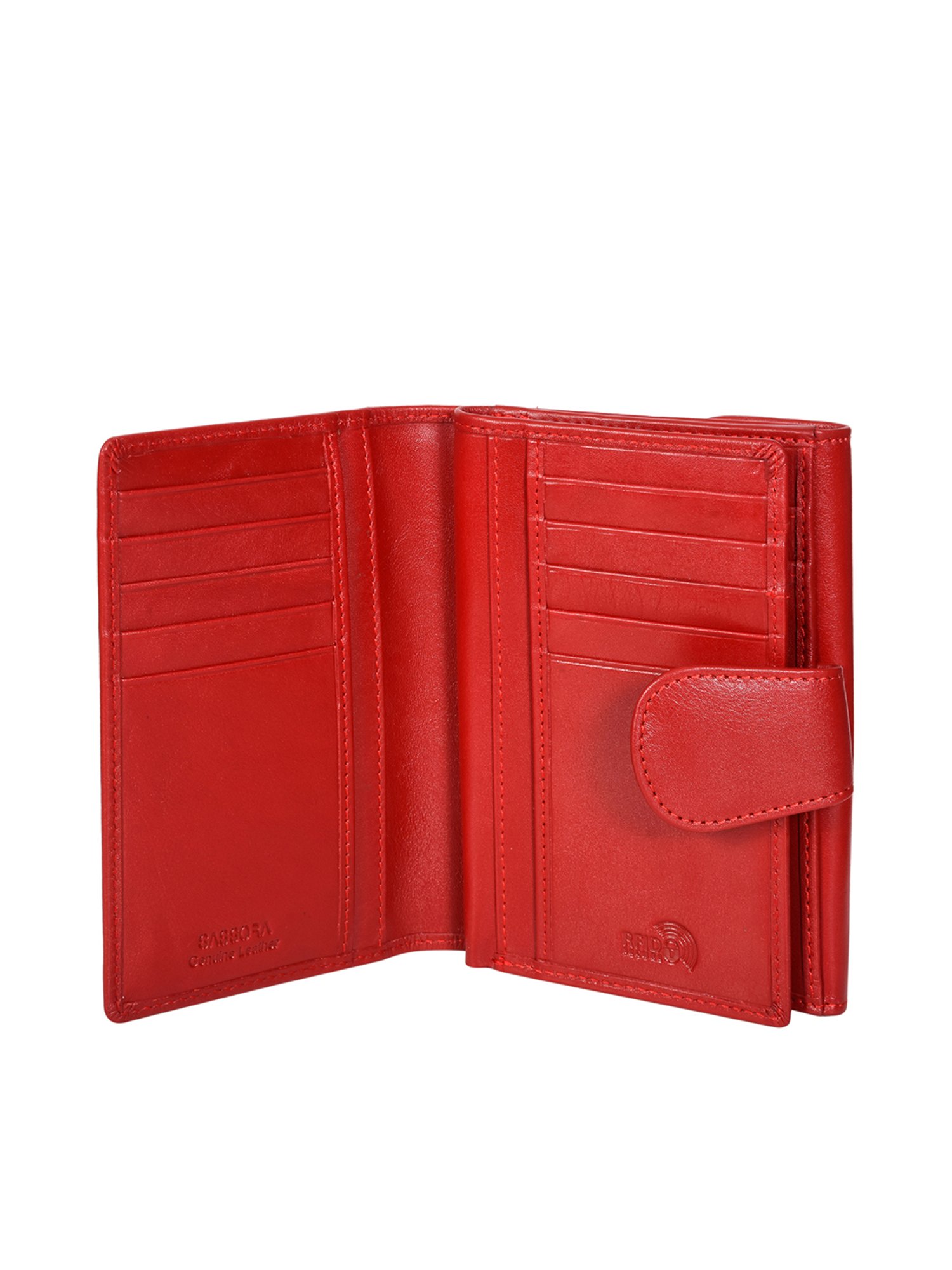 SASSORA Red Solid Rfid Bi-Fold Wallet for Women