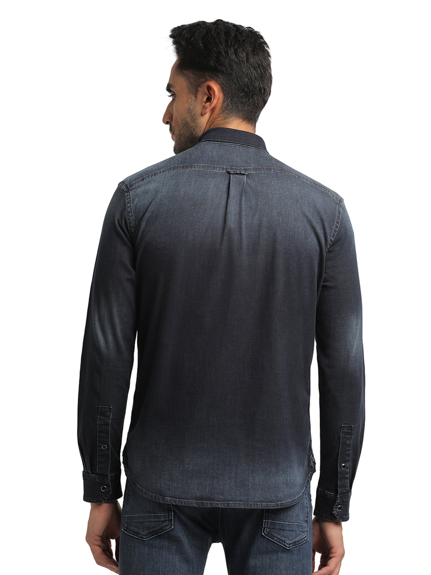 EVERBLUE Dark Blue Regular Fit Shirt