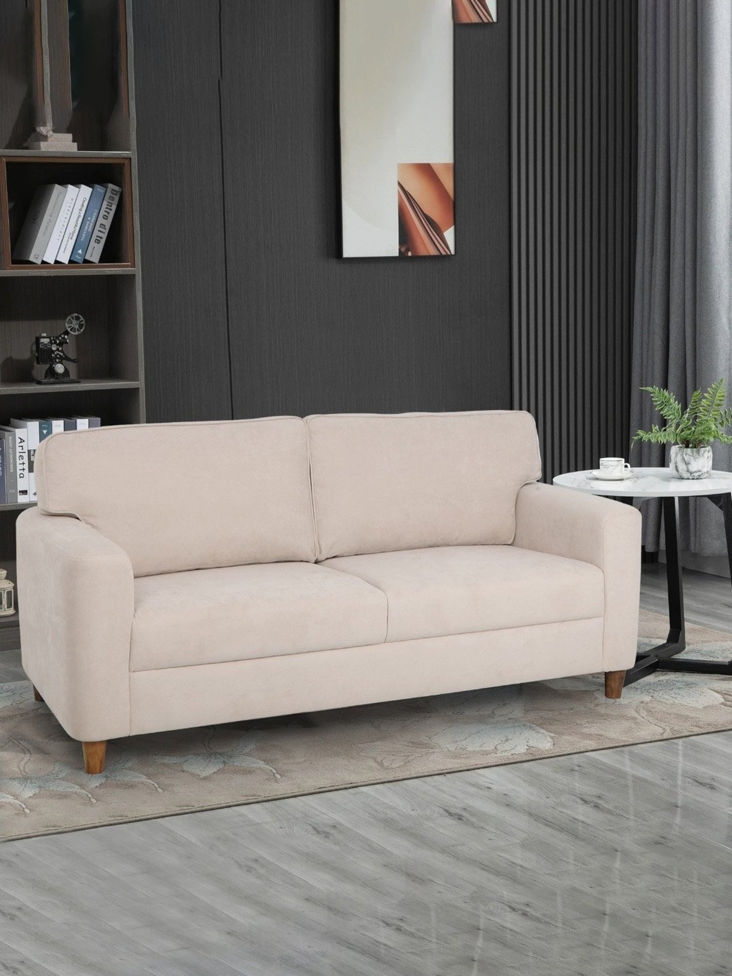 Duroflex Utopia Beige Pinewood 3 Seater Sofa