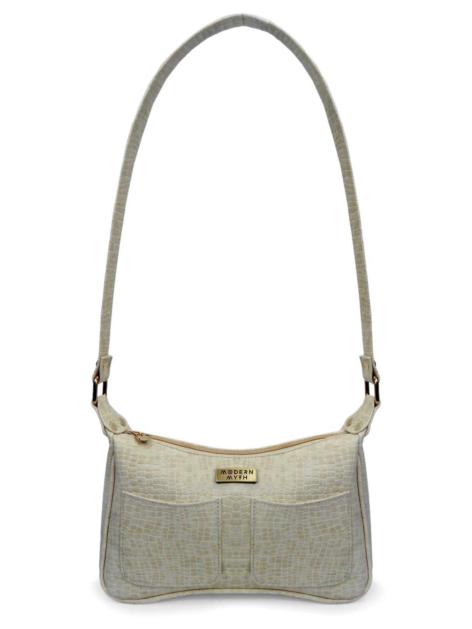 Modern Myth Retro Beige Textured Medium Shoulder Bag
