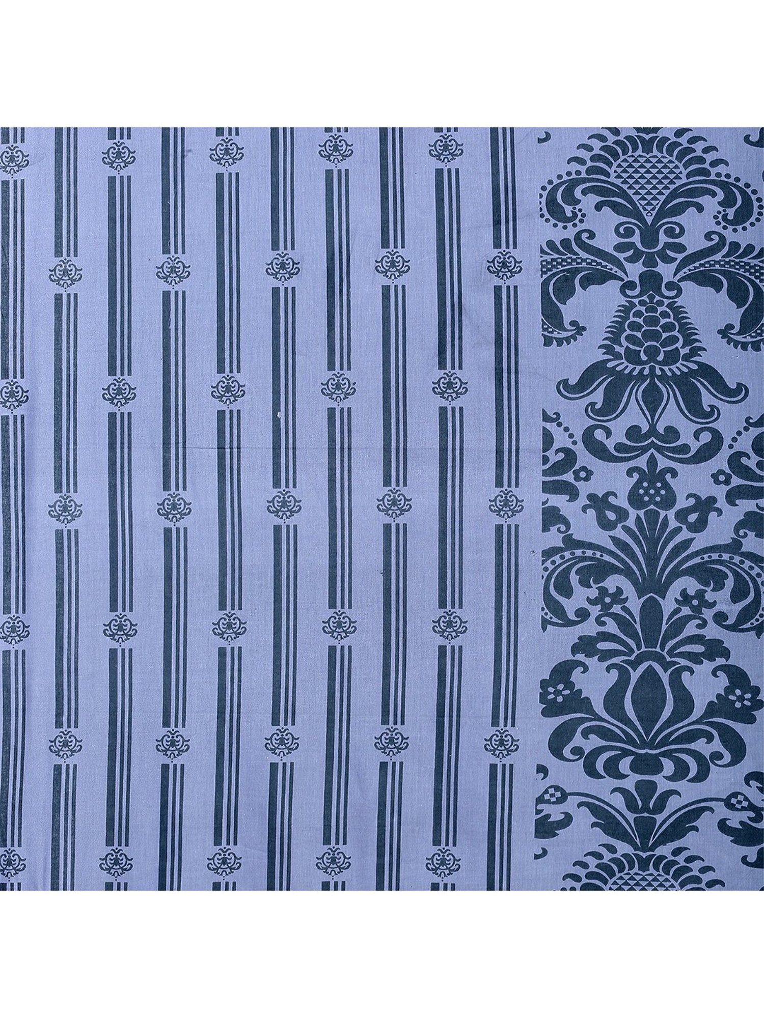 Swayam Vedic Motif Grey & Blue 180 TC Cotton Double Bedsheet with 2 Pillow covers