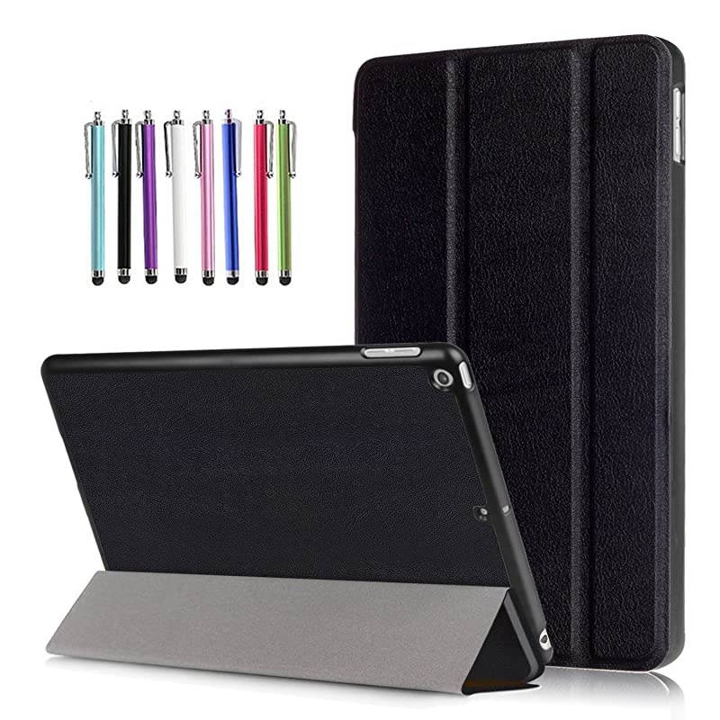 Case for New iPad 9.7 2018/ 2017,Slim Lightweight Folding Stand Case Leather Cover with Auto Sleep/Wake for Apple iPad 2018 6th generation/ iPad 2017 5th generation 9.7 inch (Black)