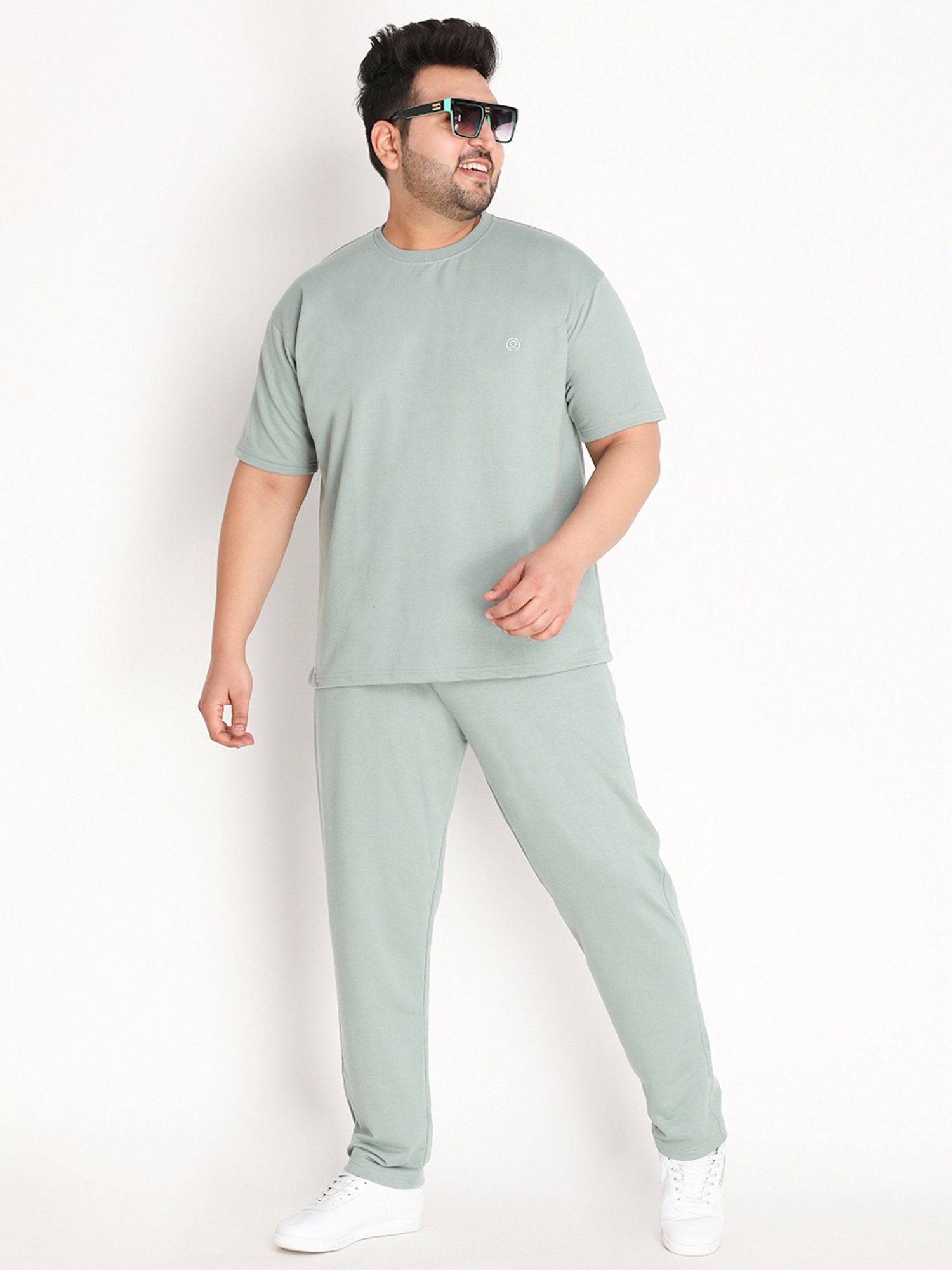 Chkokko Pastel Green Cotton Relaxed Fit Trackpants