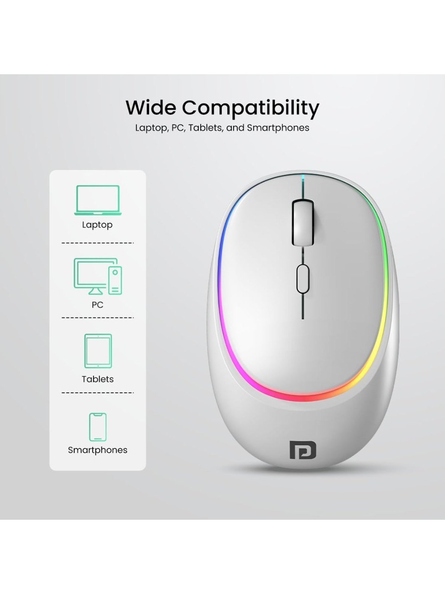 Portronics Toad IV Wireless Bluetooth Mouse with 2.4 GHz Dual Connectivity (White)