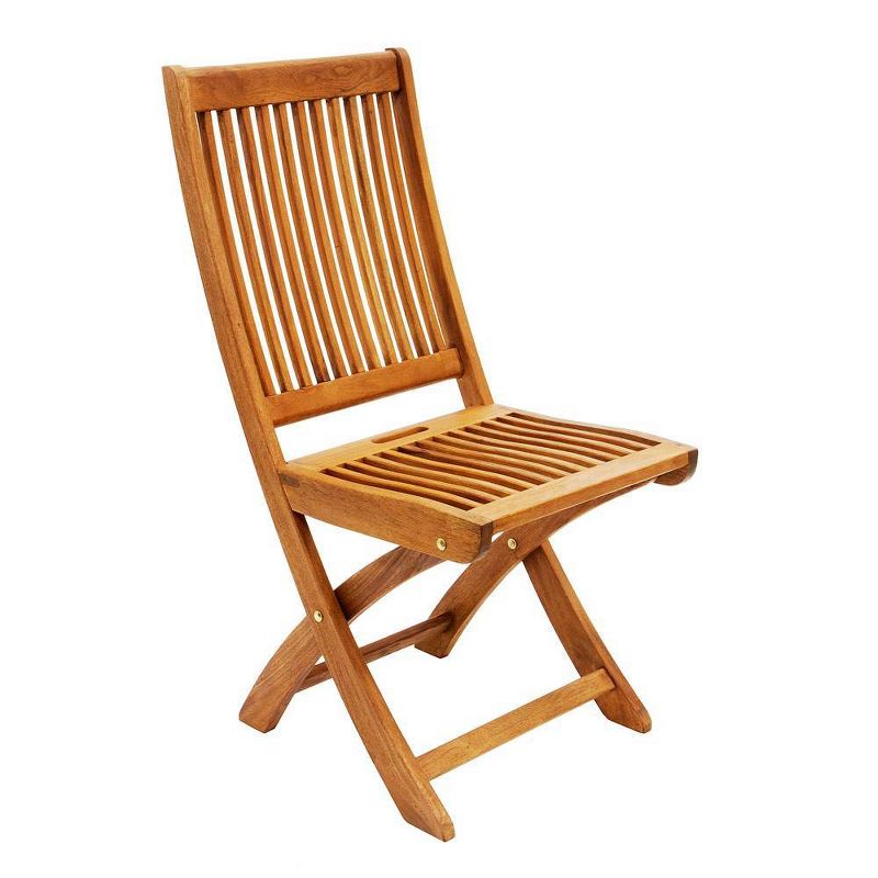 37" Eucalyptus Folding Chair without Arms for Garden and Patio Natural Oil Finish - ACHLA Designs