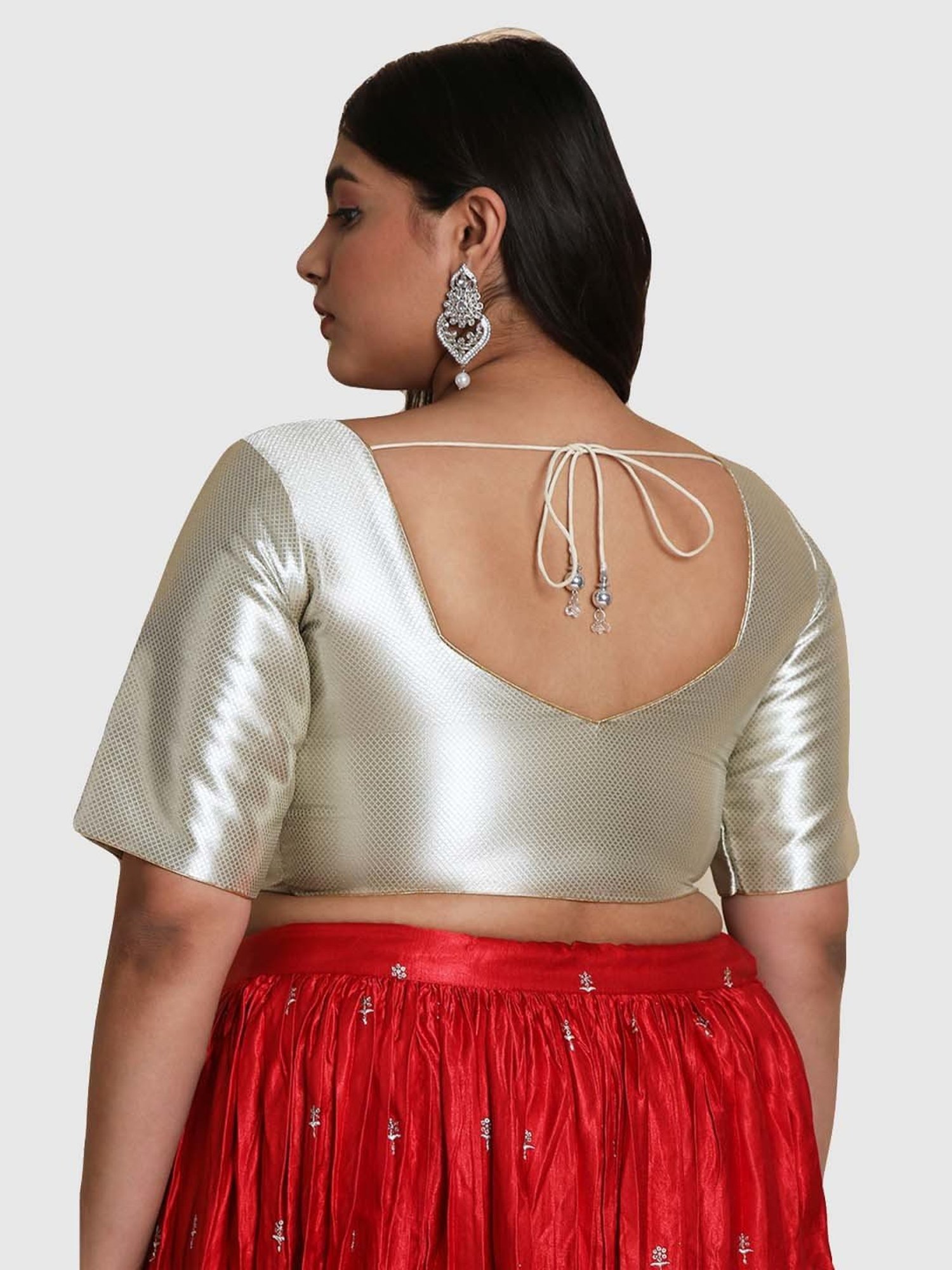 Salwar Studio Silver Textured Pattern Blouse