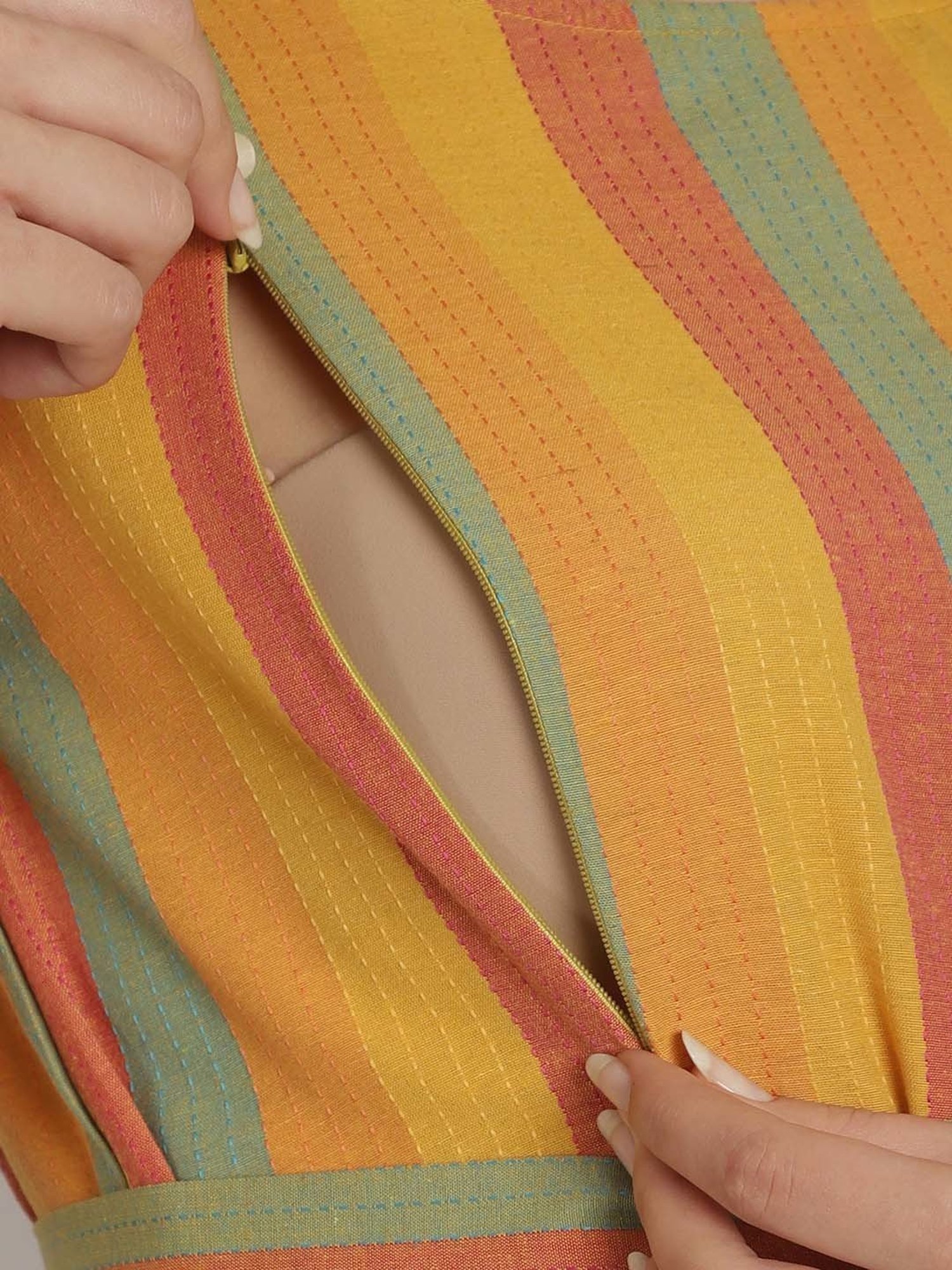 Moms Maternity Multicolor Striped Maternity Maxi Dress