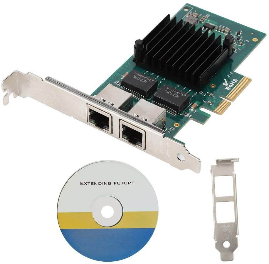 Tosuny 10/100/1000Mbps Gigabit Ethernet PCI Express Network Card, Dual Port NIC Network Interface Card for Win 7/8/8.1/10/ Server 2012/2008/2016