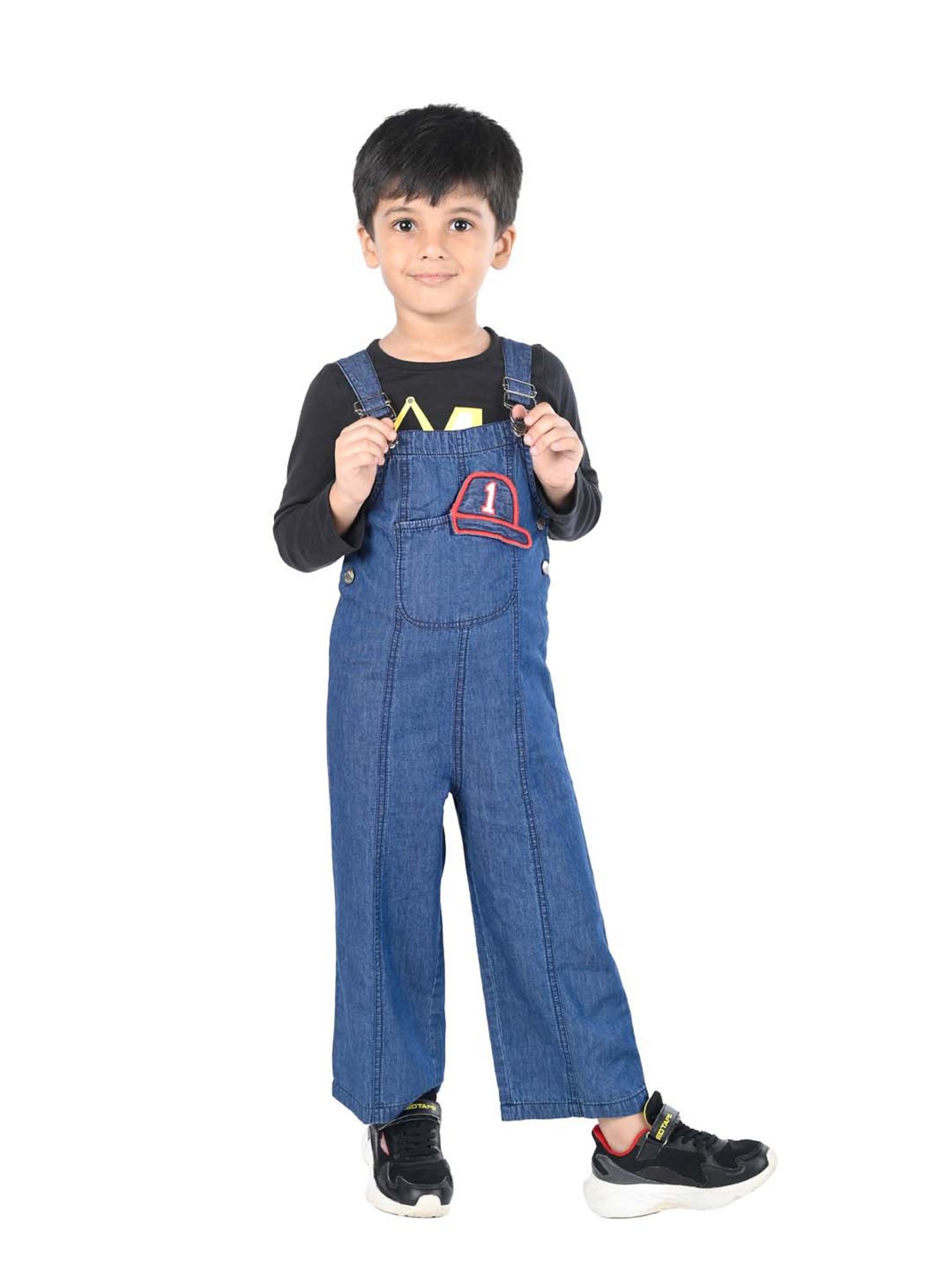 Budding Bees Kids Blue Solid Dungaree