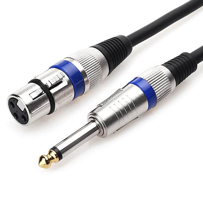 XLR to 1/4 Microphone Cable, - XLR Female to 6.35mm Mono Plug Unbalanced Interconnect Cable Powered Speakers Stage DJ Studio Sound Consoles - 5FT / 1.5Meters