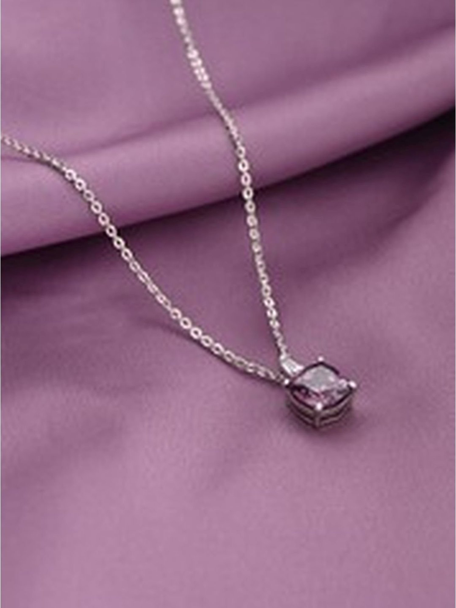 March by FableStreet 92.5 Sterling Silver Statement Cushion Cut Pendant for Women