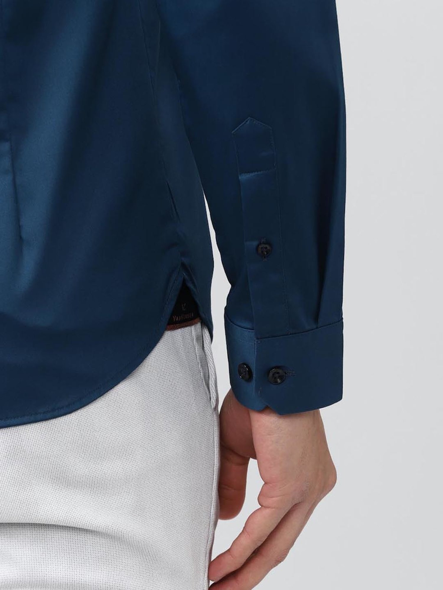 V Dot Blue Slim Fit Shirt