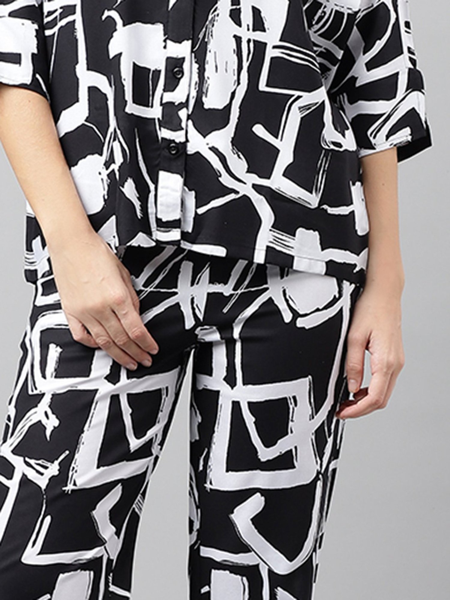 Melon by PlusS Blue Printed Shirt Pant Set