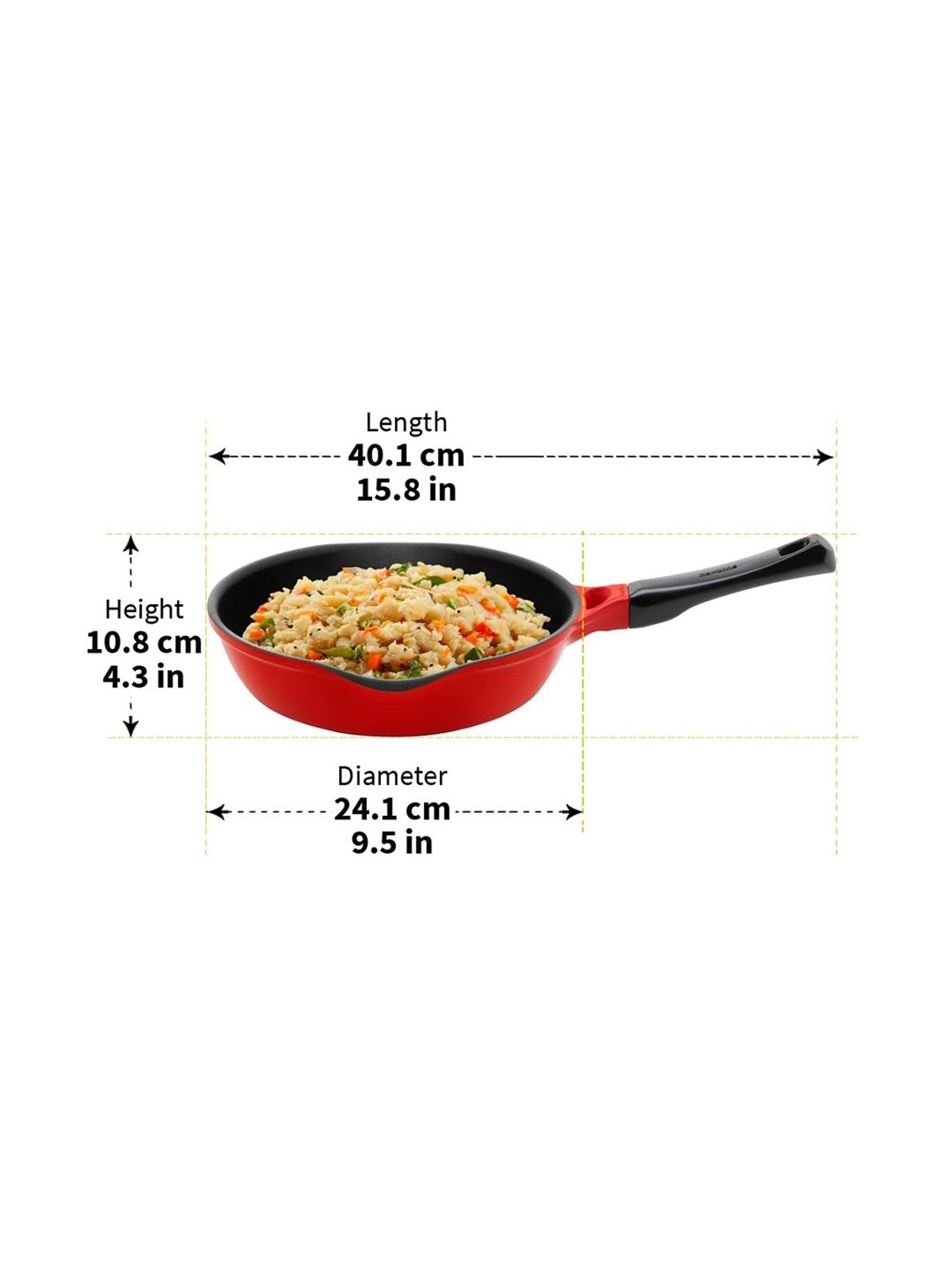 Hawkins Red Aluminium Frying Pan - 24 cm