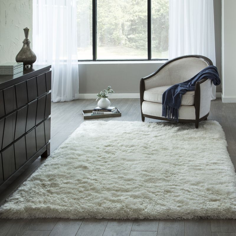 7'6"X9'6" Solid Loomed Area Rug White - Momeni