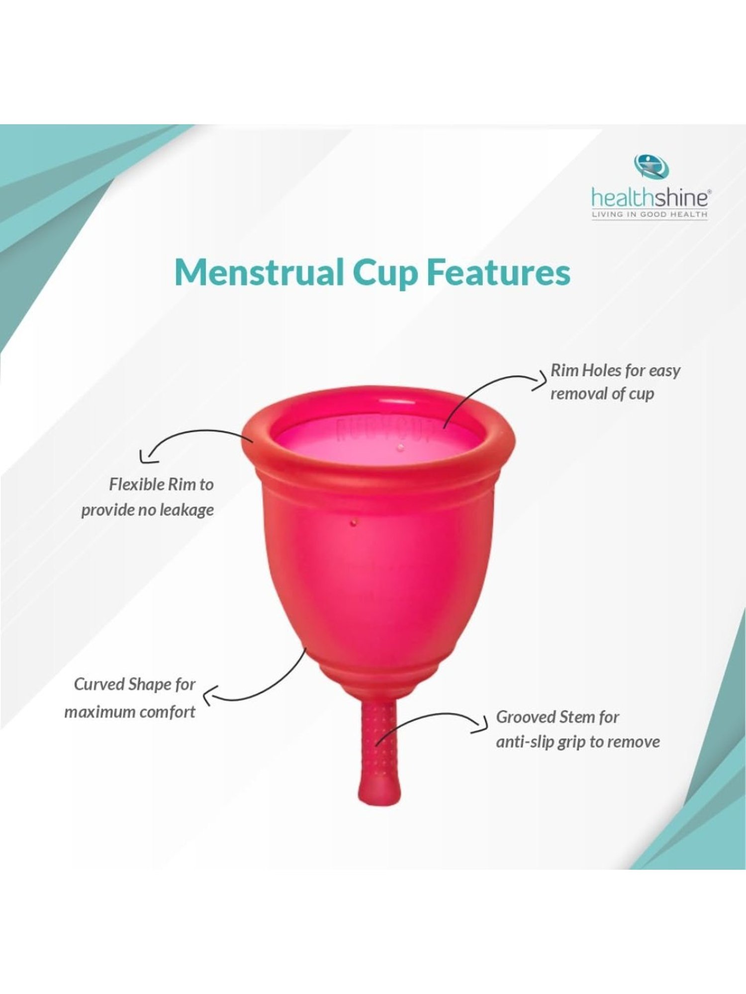 Healthshine Reusable Menstrual Cup for Women, Large Size with Pouch (Pink)