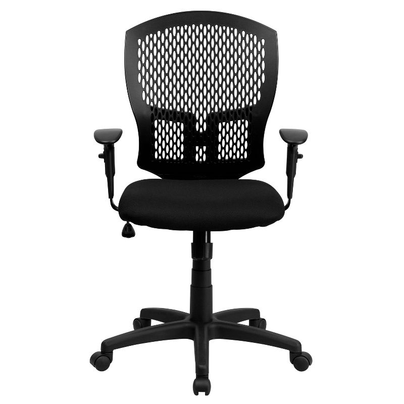 Emma and Oliver Mid-Back Designer Back Swivel Task Office Chair with Fabric Seat & Arms