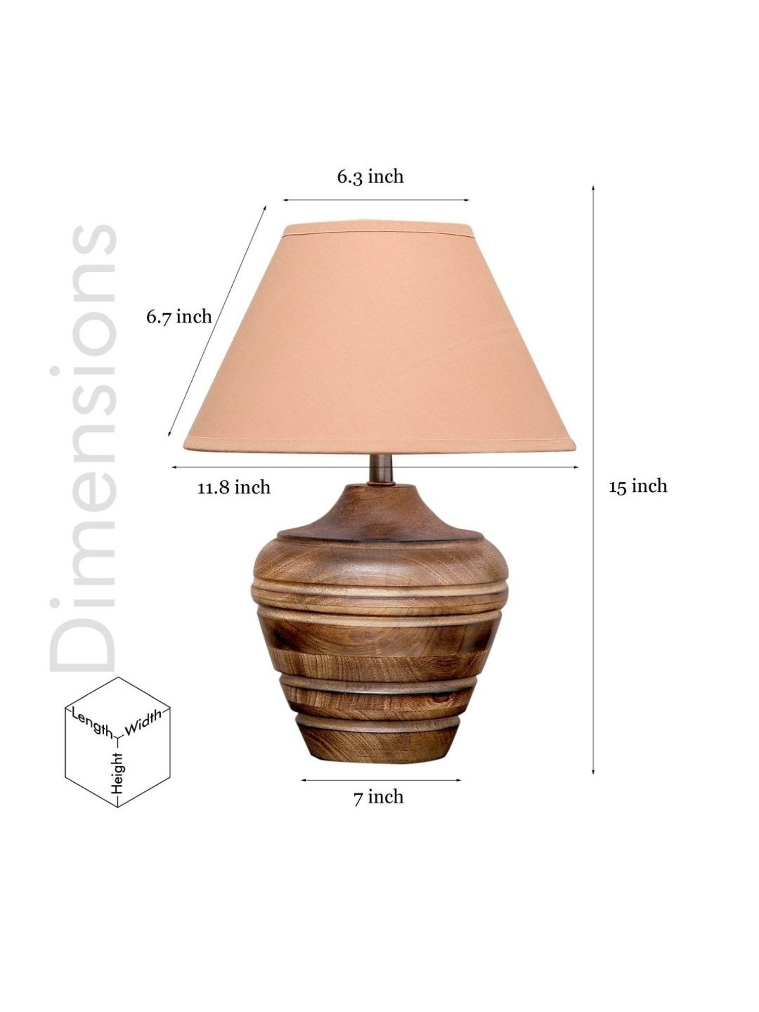 Kapoor Lamp Shades Brown & Pink Wood Knepp Mini Carved Table Lamp