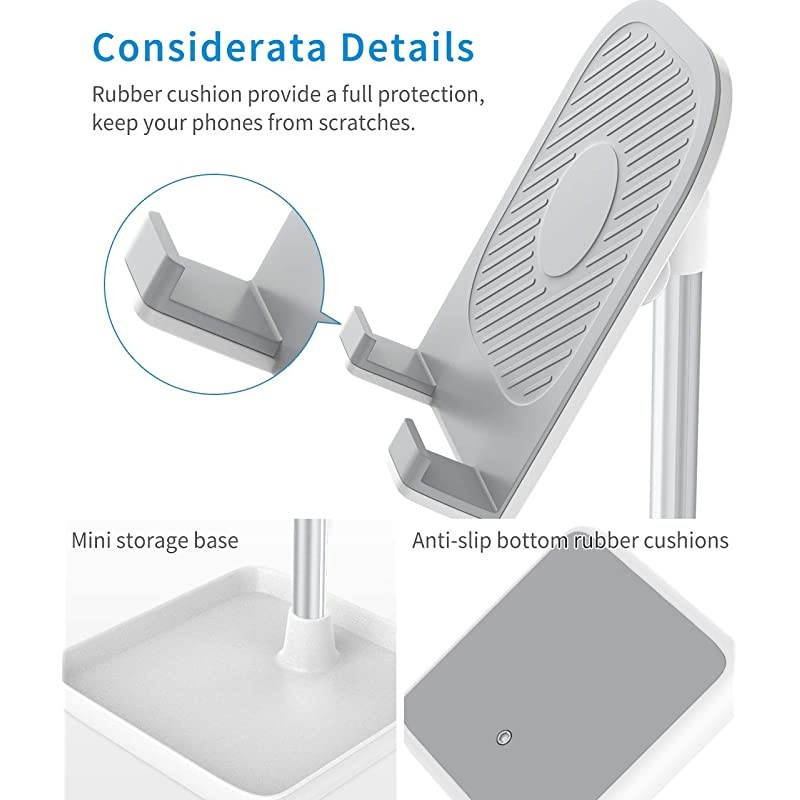 Cell Phone Stand Height Angle Adjustable Phone Stand Desktop Sturdy Aluminum Metal Phone HolderCompatible with iPhoneiPadKindleMobile PhoneTablet413in