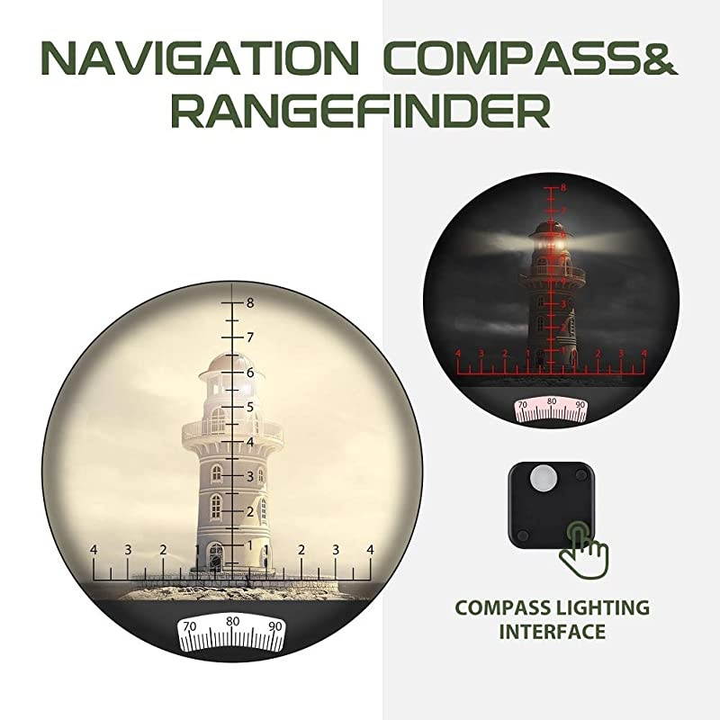 7x50 Waterproof Floating Marine Binocular w/Internal Rangefinder & Compass for Navigation,Boating,Water Sports,Hunting,Bird Watching and More(Army Green