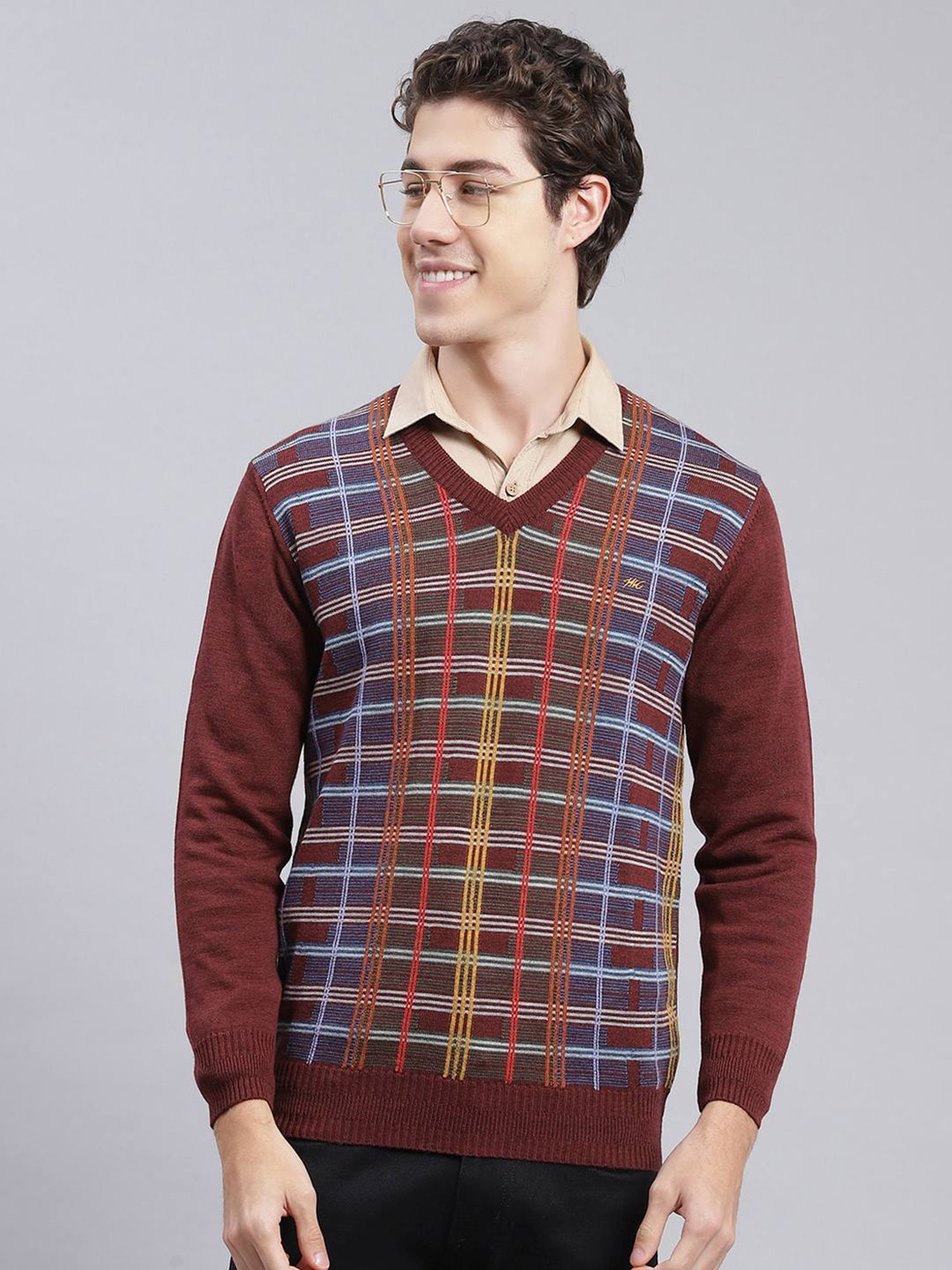 Duke Wine Self Striped Sweater