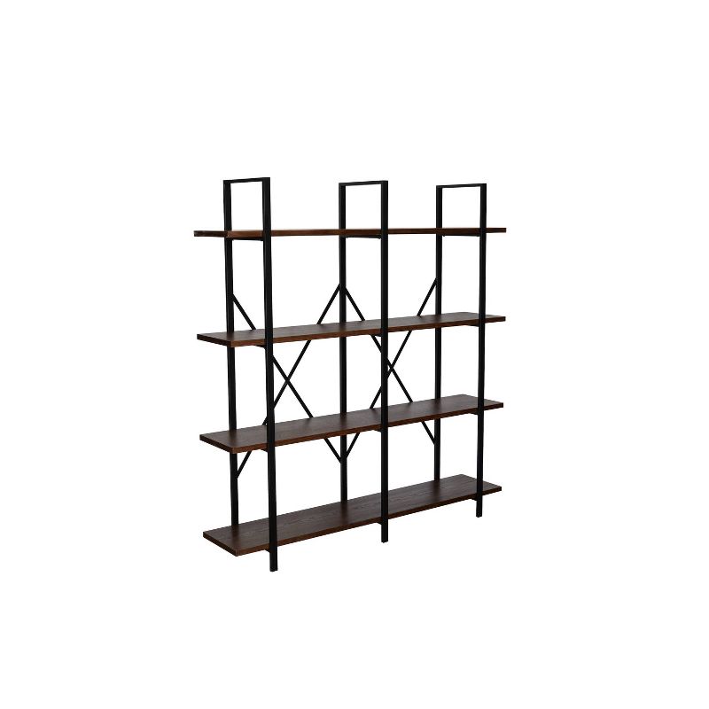 64" Pomeroy 4 Shelf Double Etagere Bookshelf Walnut Brown - Summerland Home