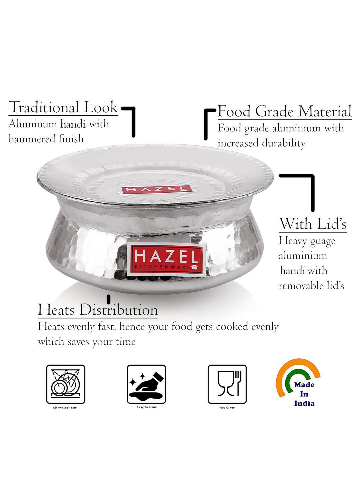 Hawkins Silver & Transparent Stainless Steel 19 cm Gas Compatible Handi With Lid (2 L) - Set of 1