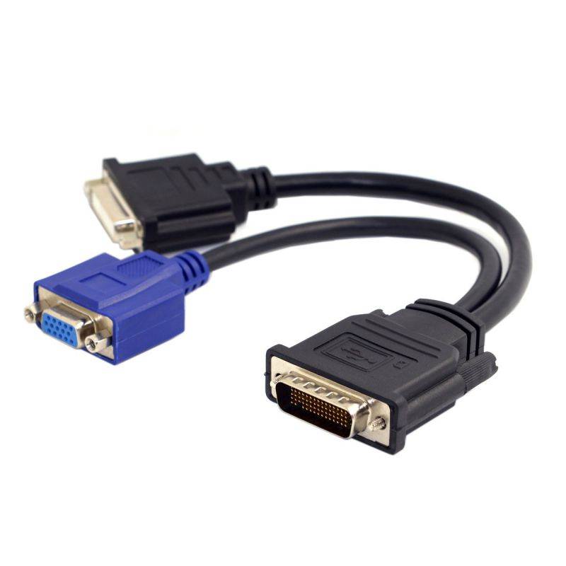CableDeconn DMS 59 Pin VGA DVI Cable, DMS 59 Pin Male to DVI VGA Female Dual Monitor Extension Cable Adapter for LHF Graphics Card (dus 59 pin Dual vga+dvi)