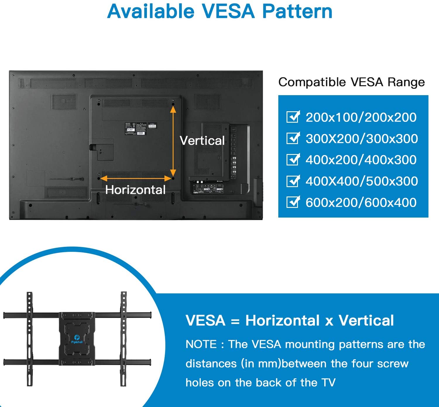 Full Motion TV Wall Mount Bracket Dual Articulating Arms Swivels Tilts Rotation for Most 37-70 Inch LED, LCD, OLED Flat Curved TVs, Holds up to 132lbs, Max VESA 600x400mm